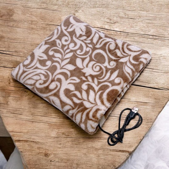 Килимок плюшевий з підігрівом (кремовий)
